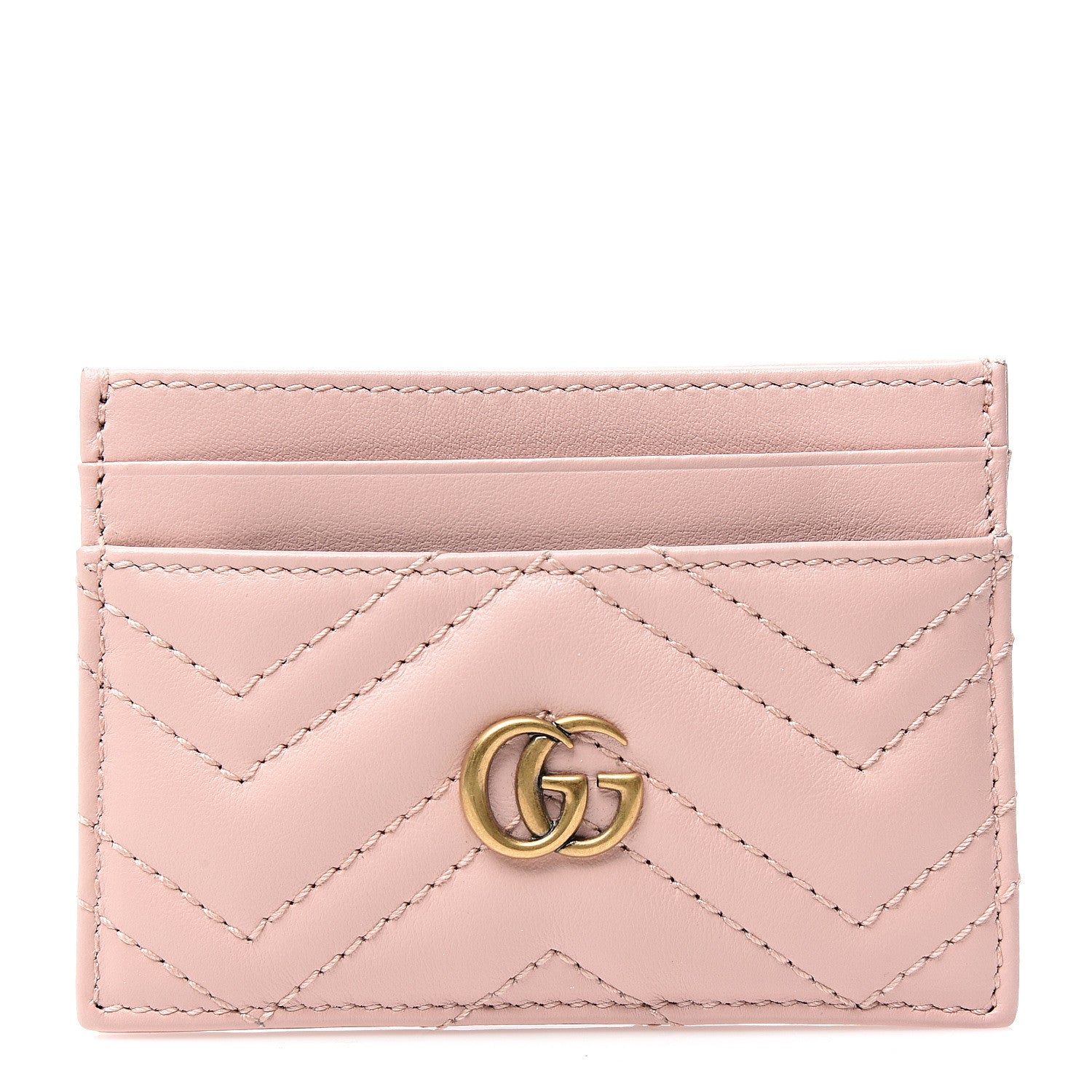 Gucci Calfskin Matelasse GG Marmont Card Holder Perfect Pink 1 of 6