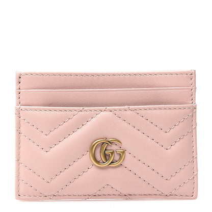 Gucci Calfskin Matelasse GG Marmont Card Holder Perfect Pink 1 of 6