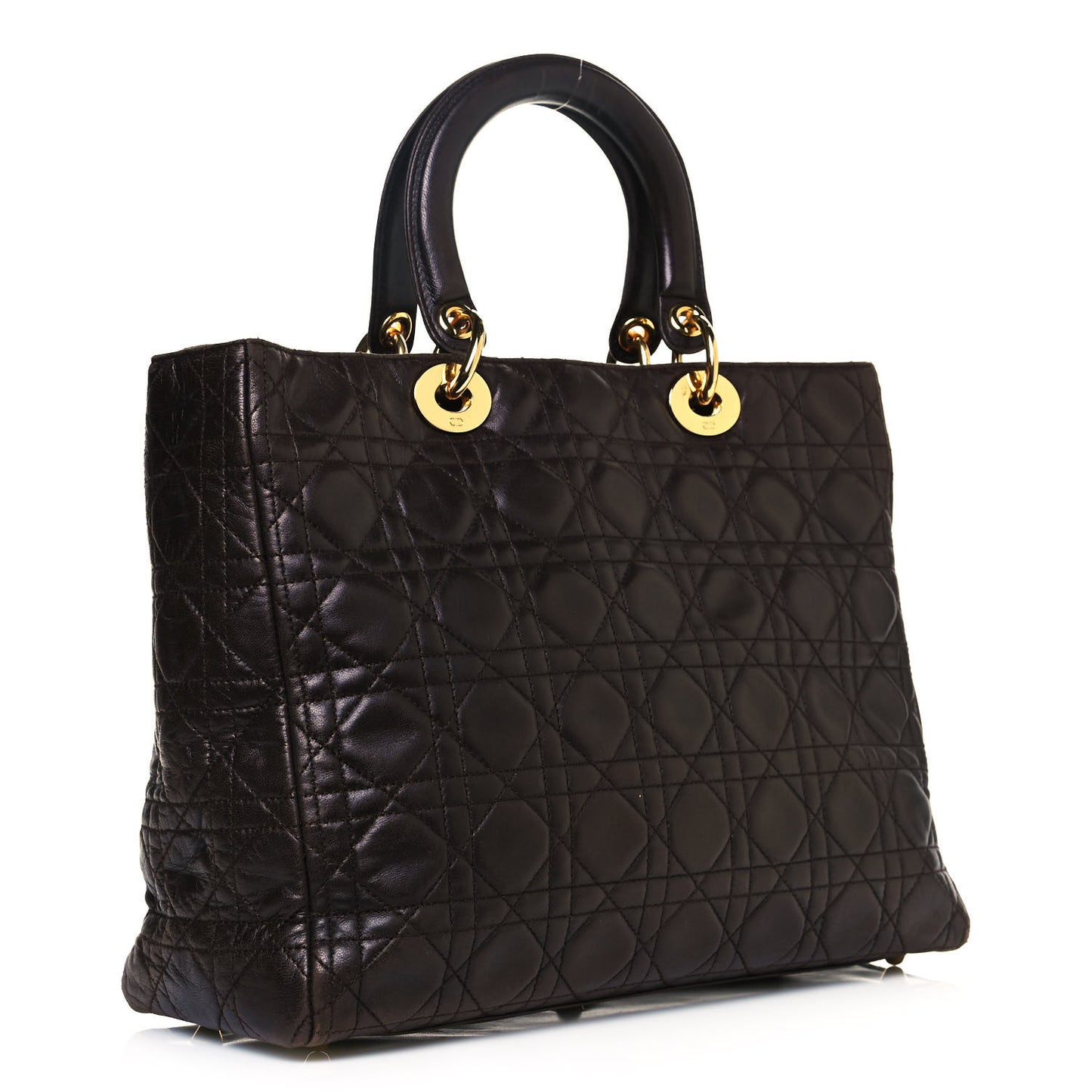 Lambskin Cannage Large Lady Dior Dark Brown