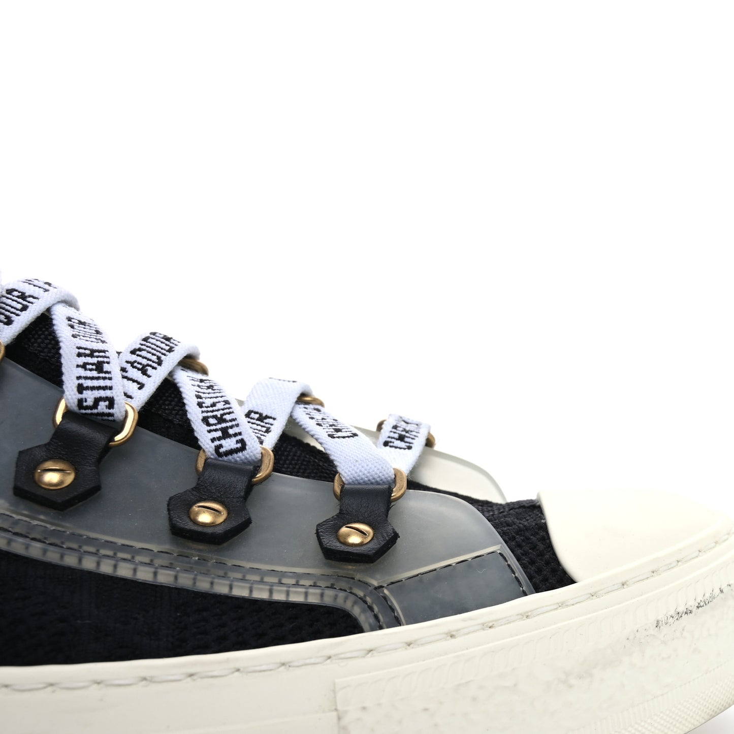 Technical Knit Calfskin Womens Walk'N'Dior High Top Sneakers 40 Black