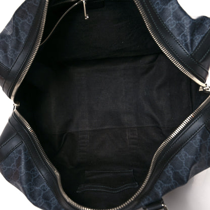 Gucci Soft GG Supreme Monogram Appia Calfskin Web Medium Carry On Duffle Bag Black Grey 6 of 12