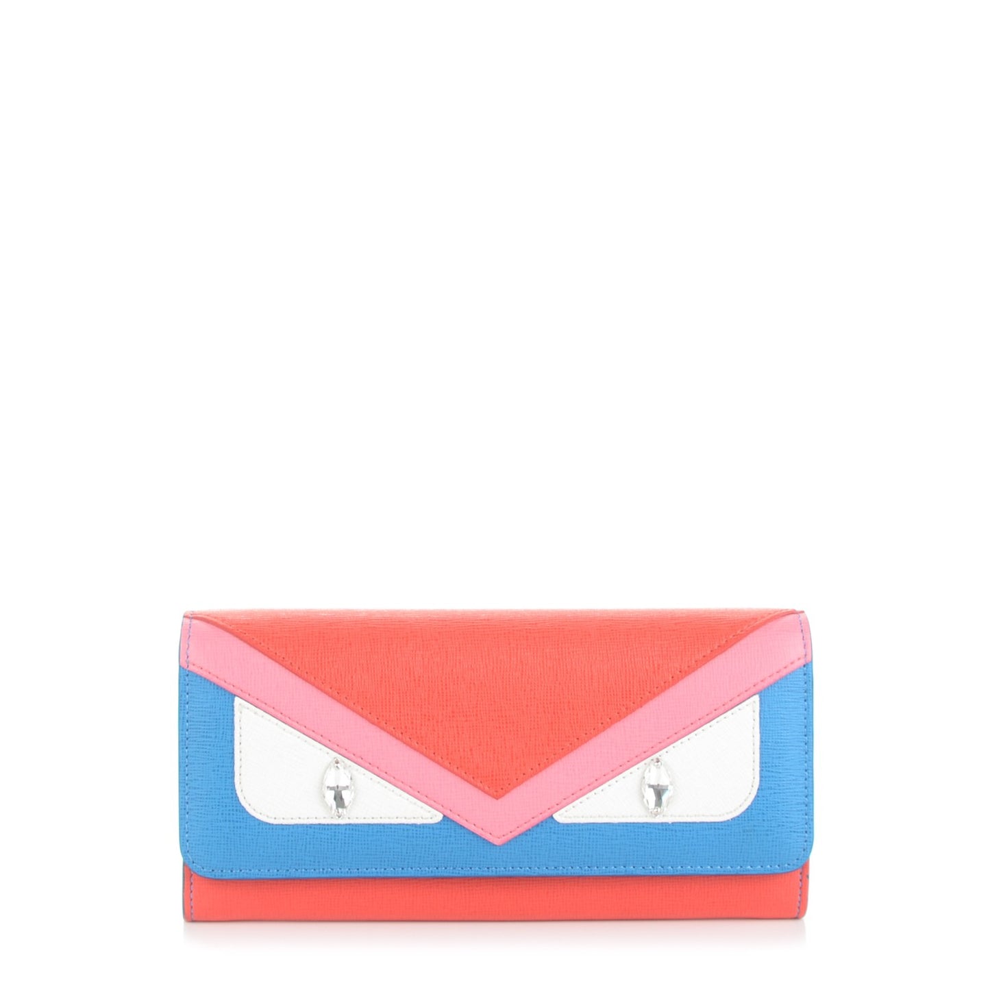 Vitello Elite Crystal Eye Monster Continental Wallet Royal Blue Papavero Multicolor
