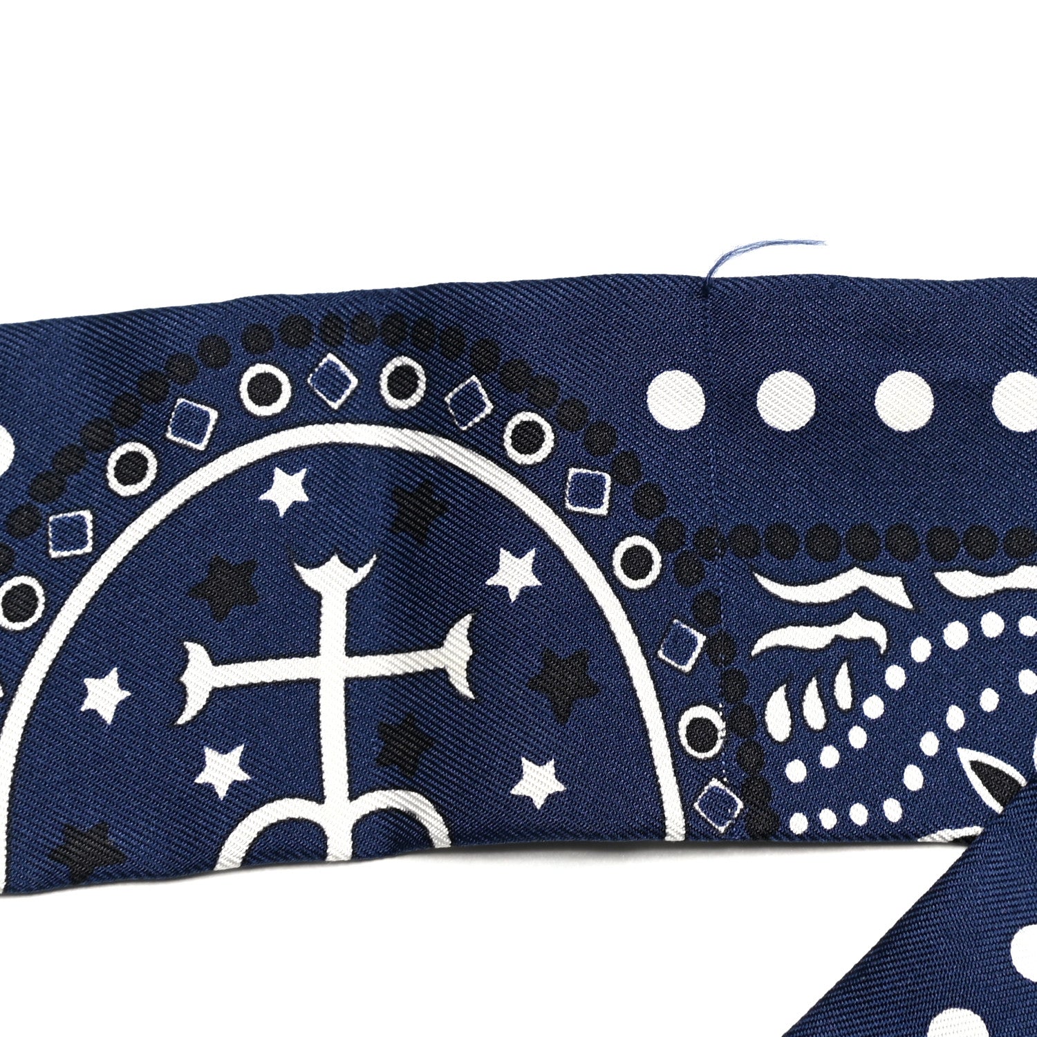 Hermes Silk Peuple Du Vent Bandana Twilly Marine White Black 8 of 8