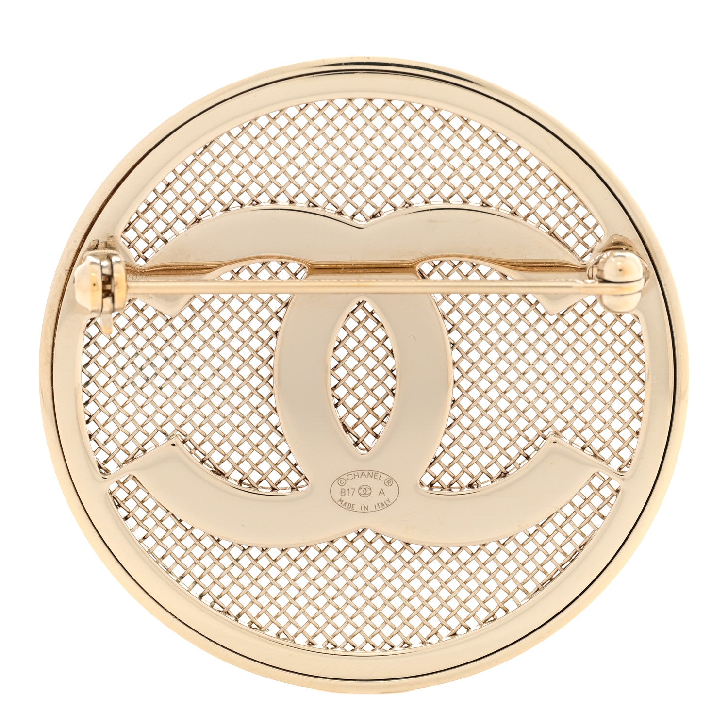 Chanel Mesh Circle CC Brooch Gold 3 of 5
