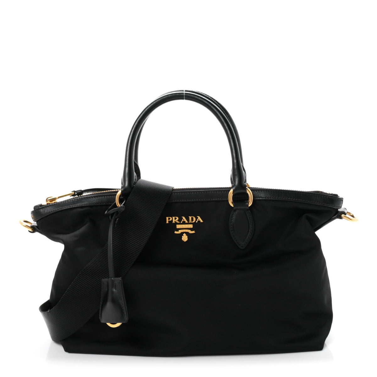 Prada Tessuto Nylon Soft Calf Shopping Tote Black 2 of 17