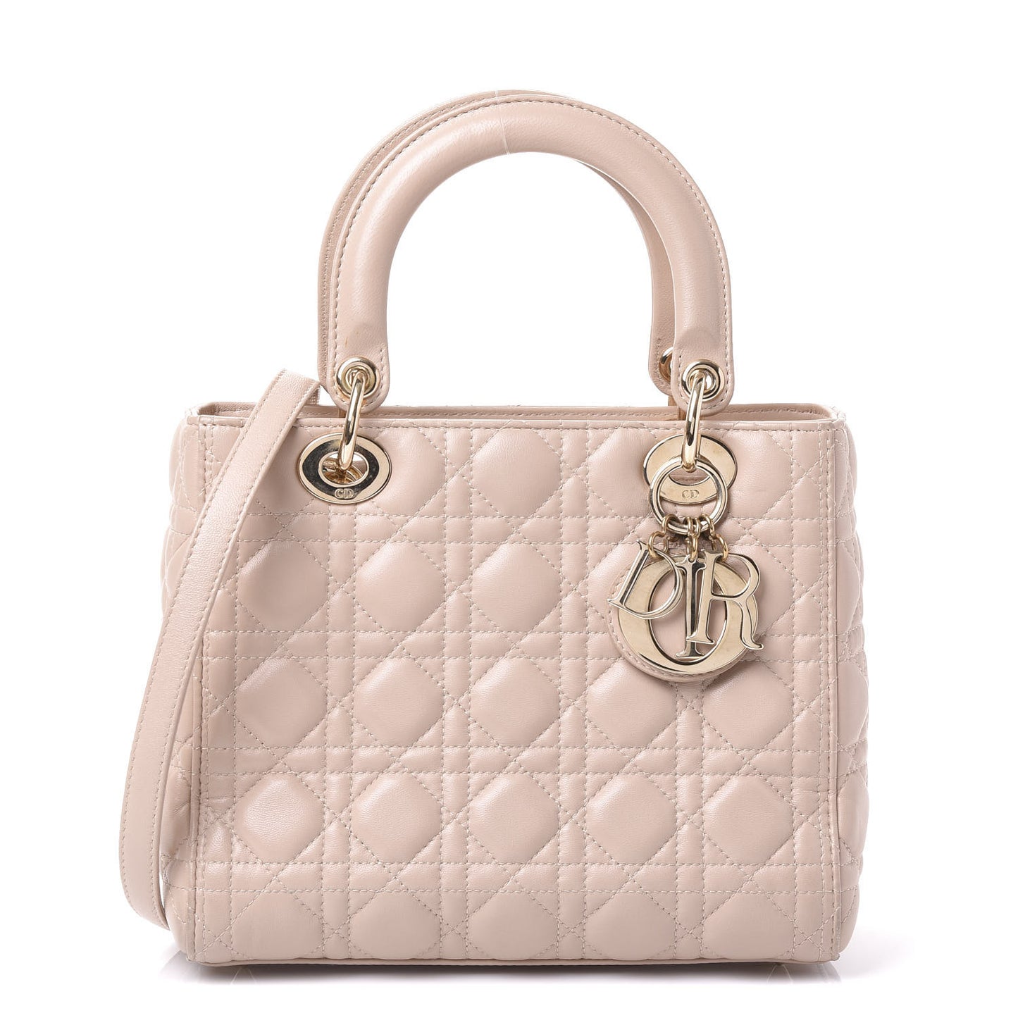 Lambskin Cannage Medium Lady Dior Beige