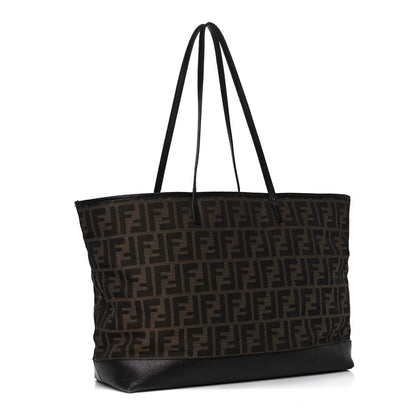 Fendi Zucca Vitello Elite Medium Roll Tote Tobacco Black 3 of 22