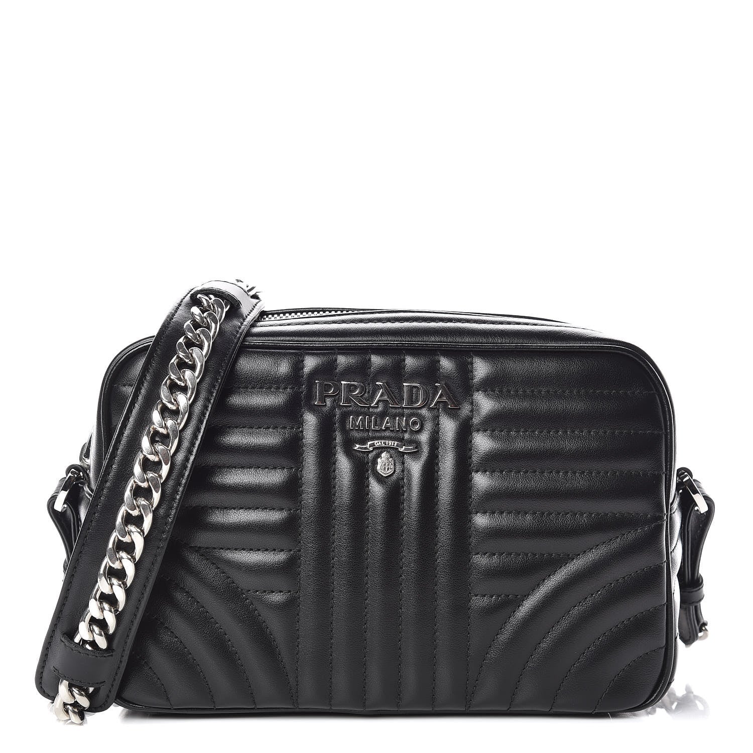 Prada Soft Calfskin Diagramme Crossbody Bag Black 1 of 10