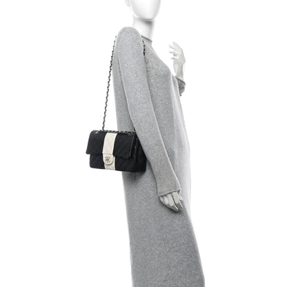 Chanel Lambskin Quilted Medium Double Flap Black White 2 of 10