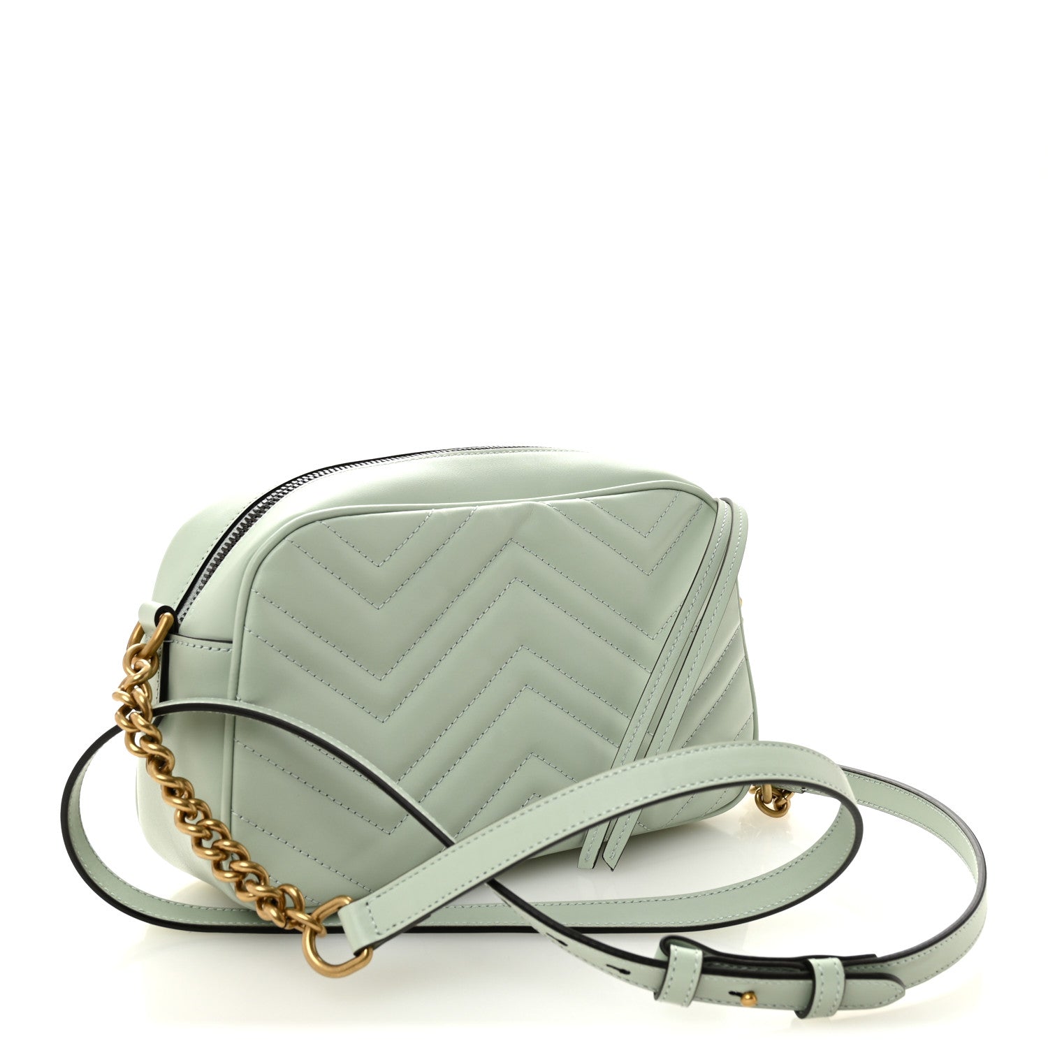 Gucci Calfskin Matelasse Small GG Marmont Chain Shoulder Bag Salvy Green 3 of 10