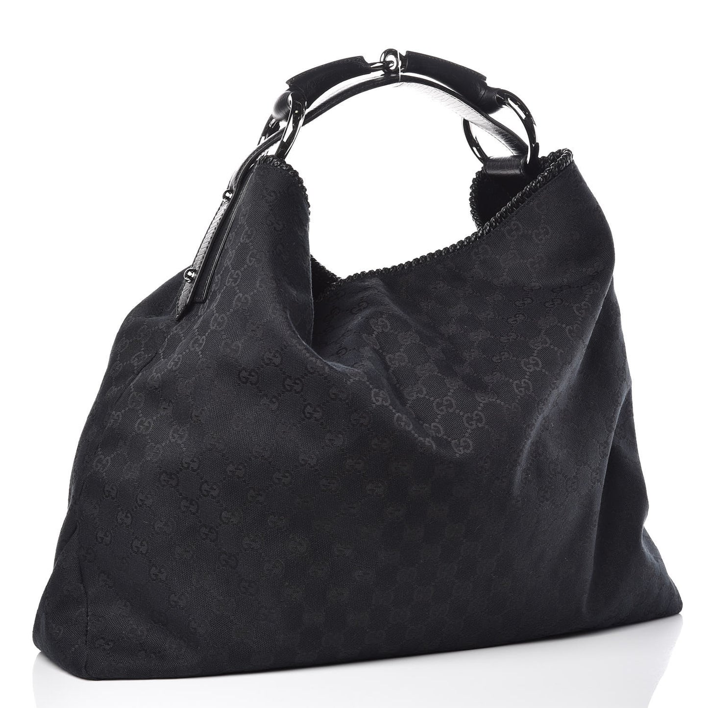 Monogram Large Horsebit Chain Hobo Black