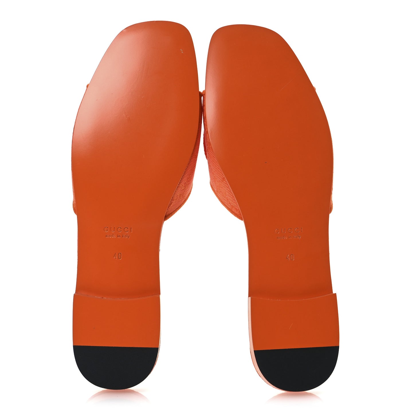 Canvas Interlocking G Cut Out Slide Sandals 40 Orange