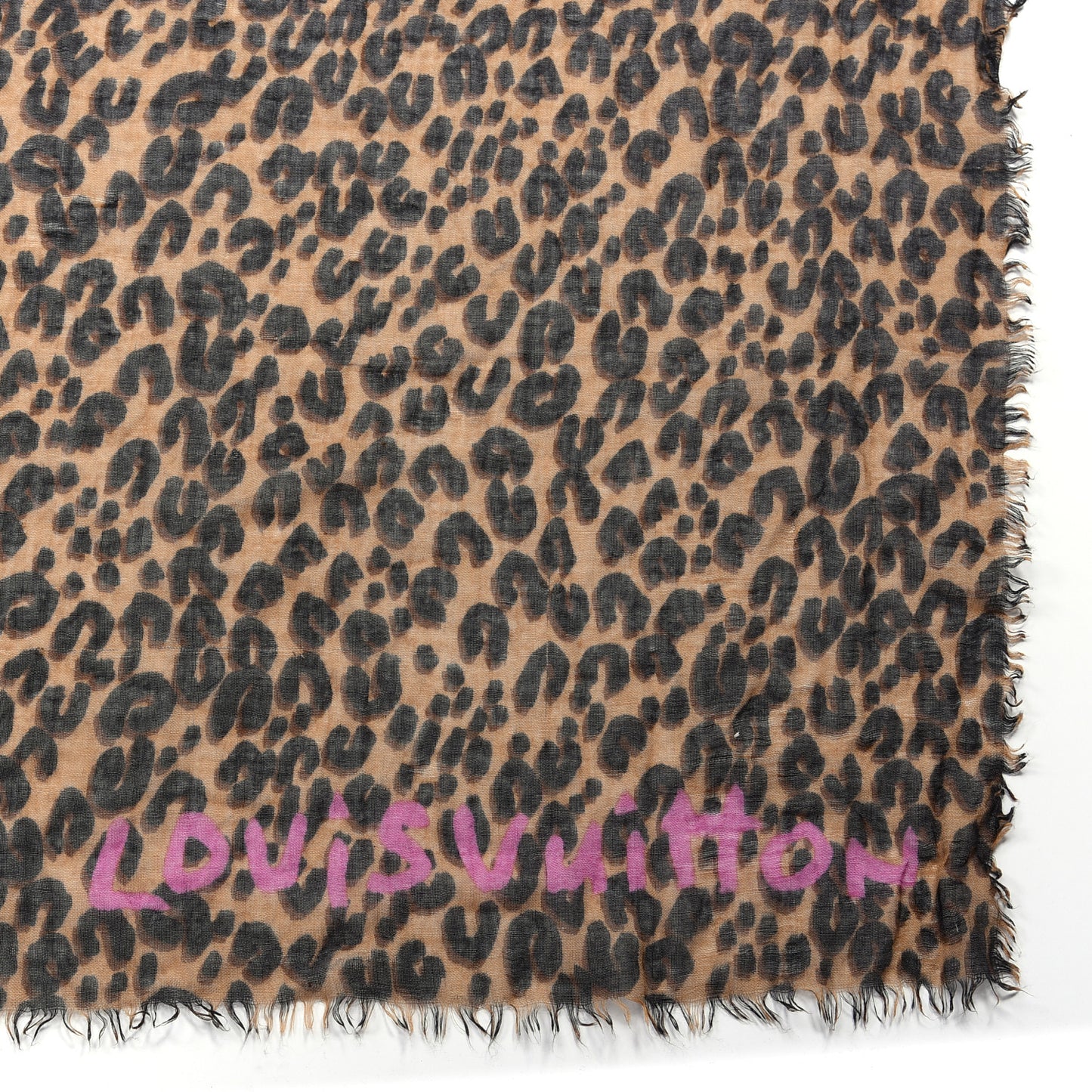 Cashmere Silk Leopard Etole Stole Marron