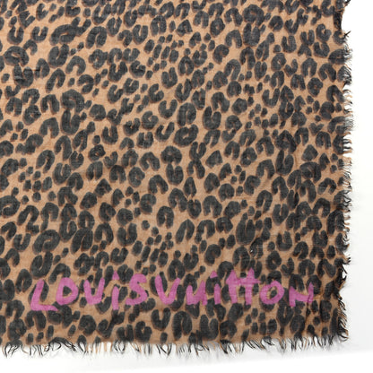 Louis Vuitton Cashmere Silk Leopard Etole Stole Marron 3 of 5