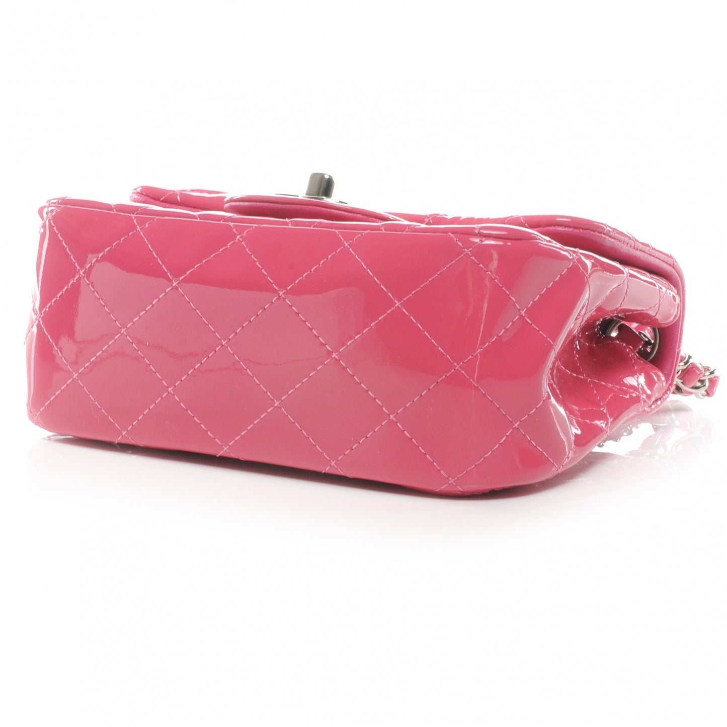 Patent Quilted Mini Flap Pink