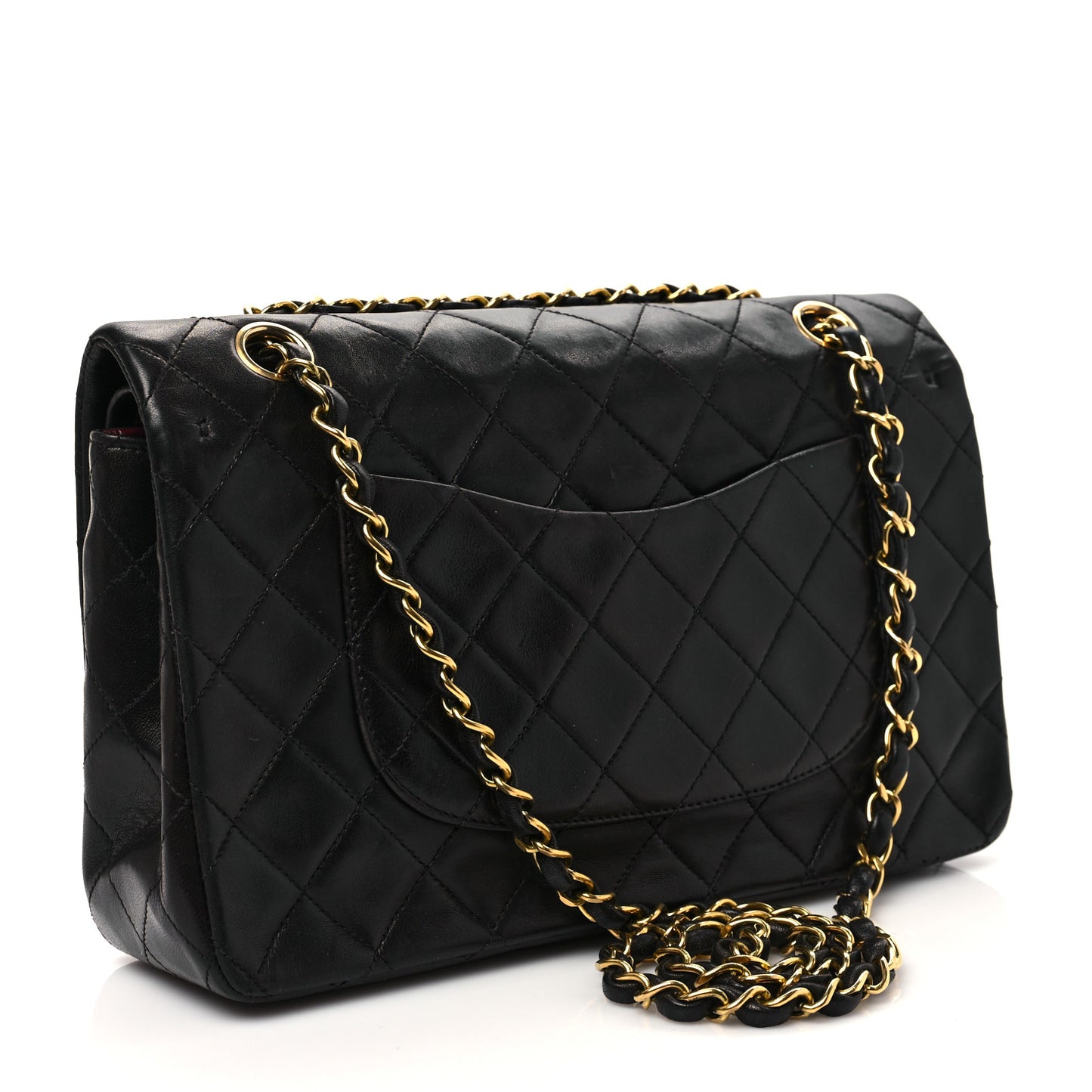 Lambskin Quilted Medium Double Flap Black