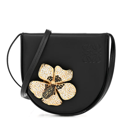 Loewe Calfskin Crystal Flower Mini Heel Pouch Black 1 of 15