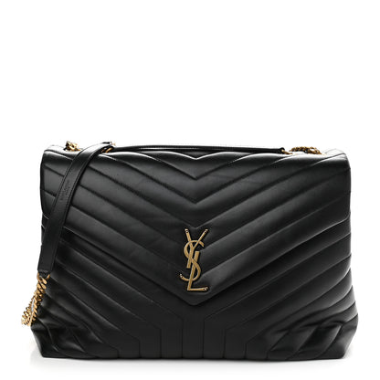 Saint Laurent Calfskin Y Quilted Monogram Large Loulou Chain Satchel Black 1 of 11