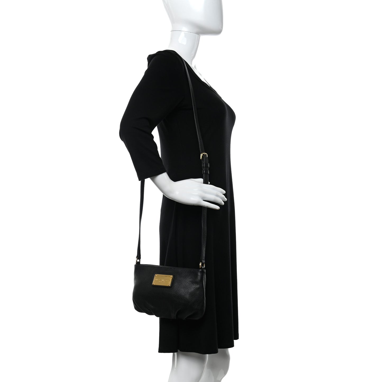 Pebbled Calfskin Crossbody Bag Black