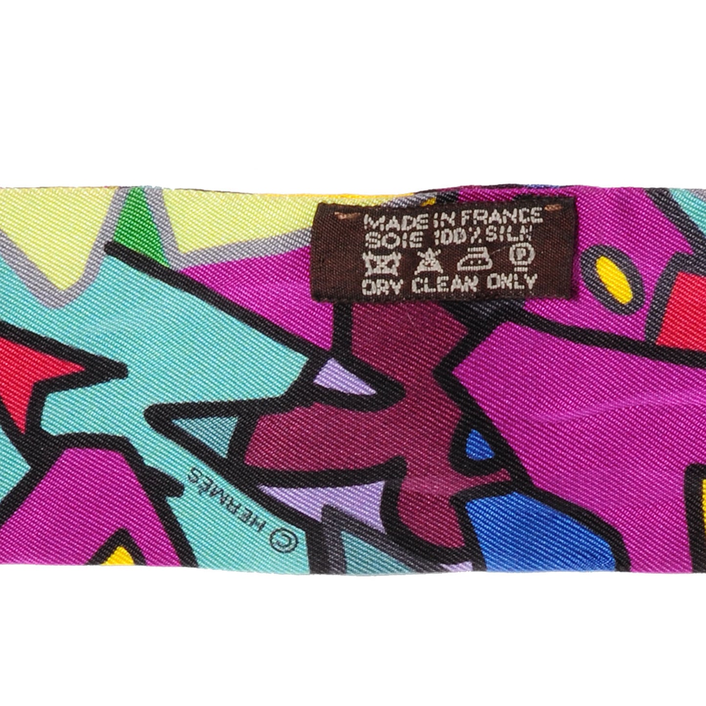 Silk Graff Graffiti Twilly Fuchsia Kaki Jaune
