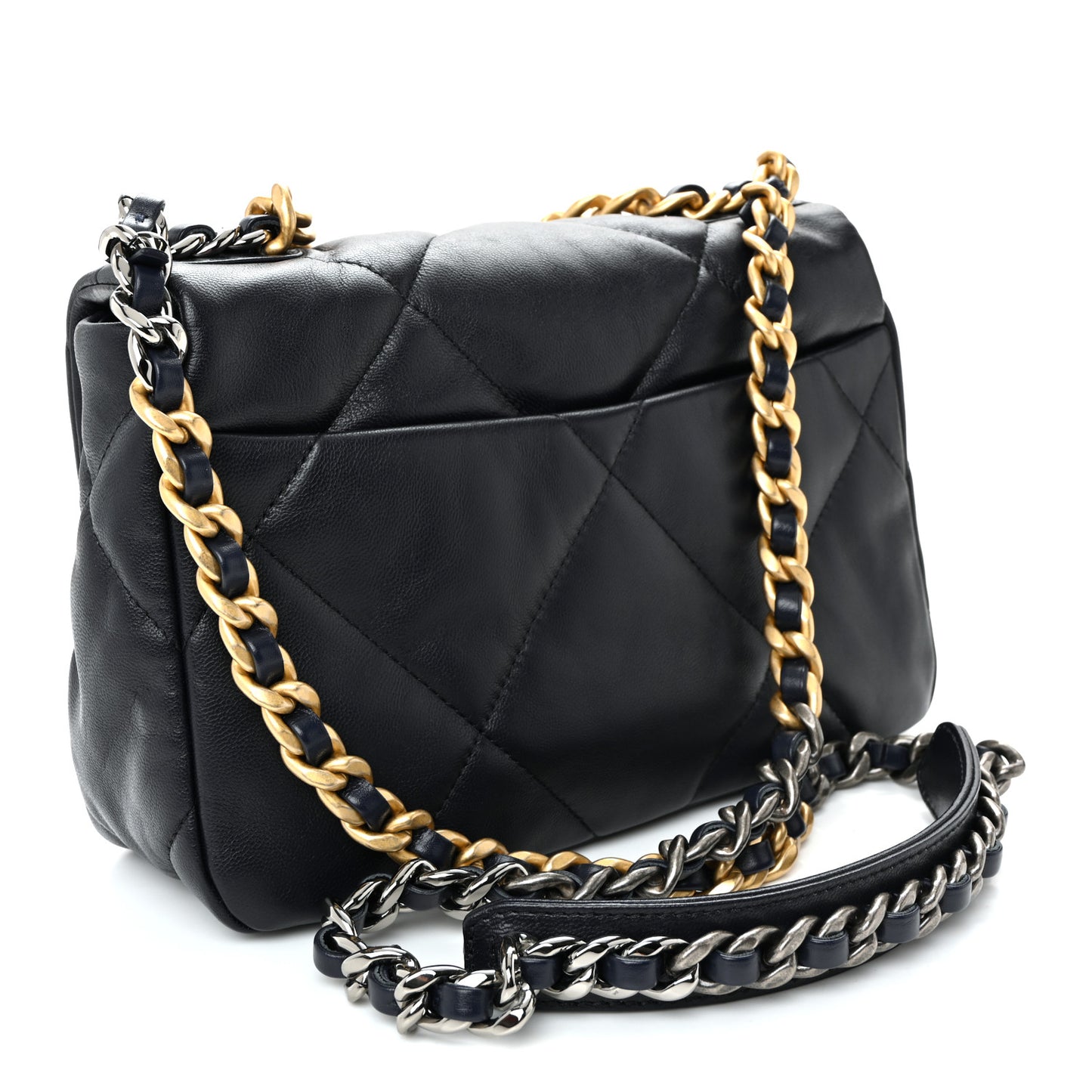Lambskin Quilted Medium Chanel 19 Flap Navy Blue