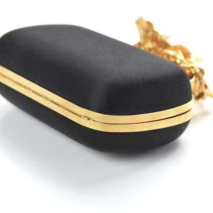Alexander McQueen Satin Floral Knuckle Duster Box Clutch Black 7 of 8