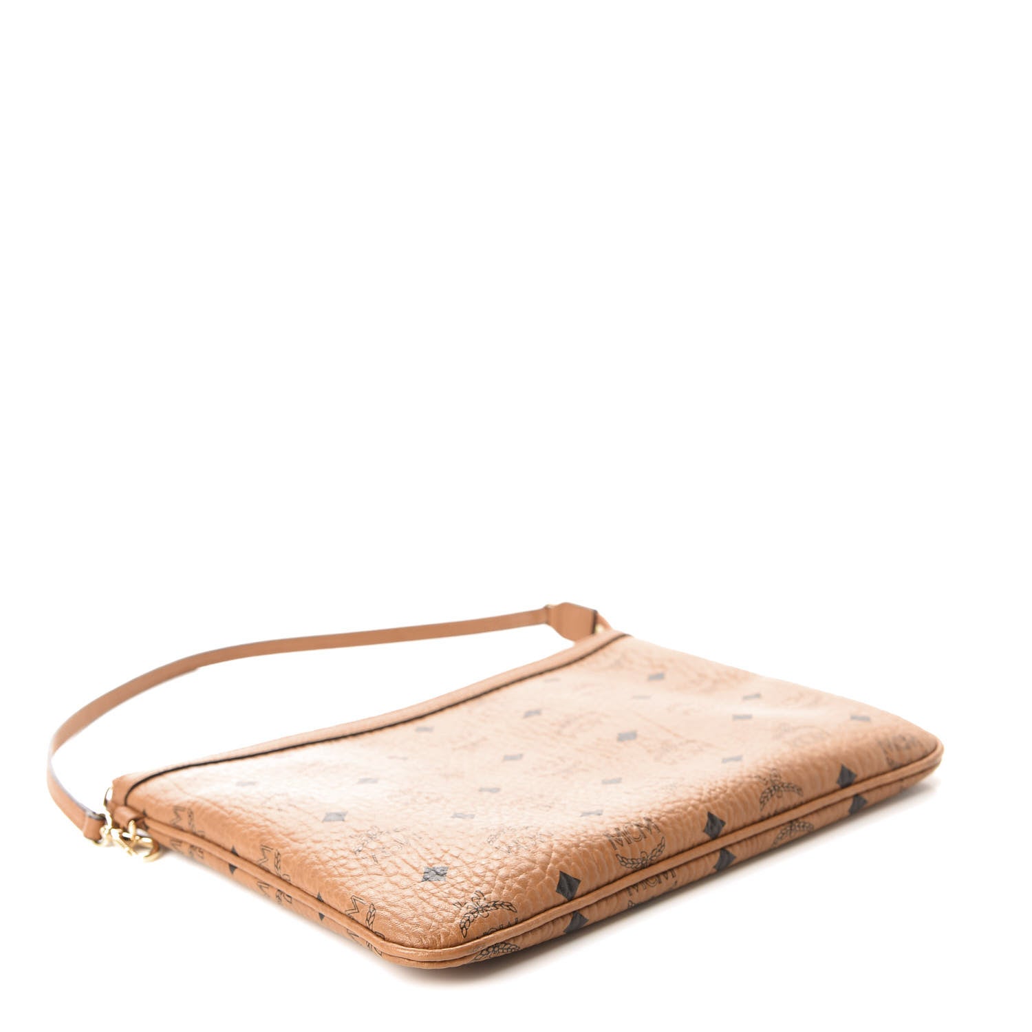 MCM Visetos Liz Shopper Tote Pouch Cognac 4 of 10
