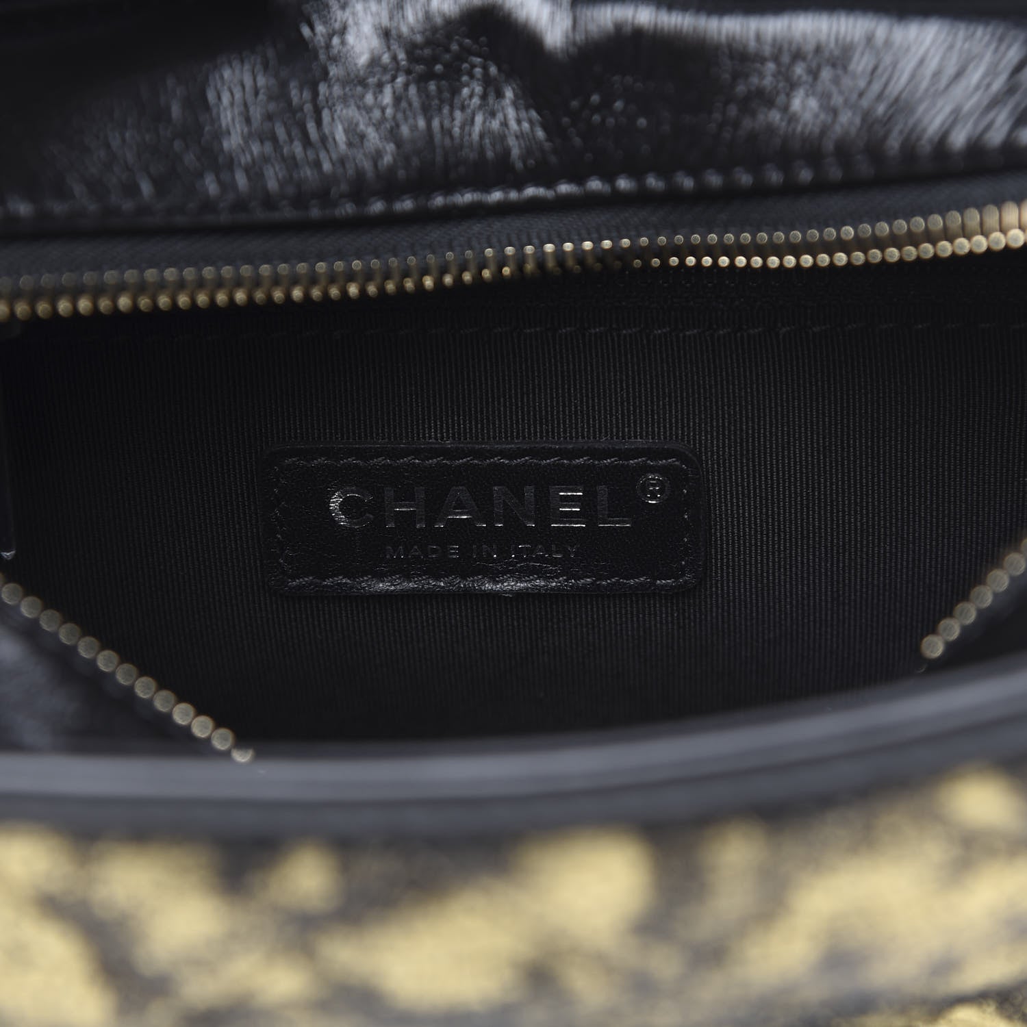 Chanel Metallic Crumpled Goatskin Quilted Small Gabrielle Hobo Black Gold 6 of 10