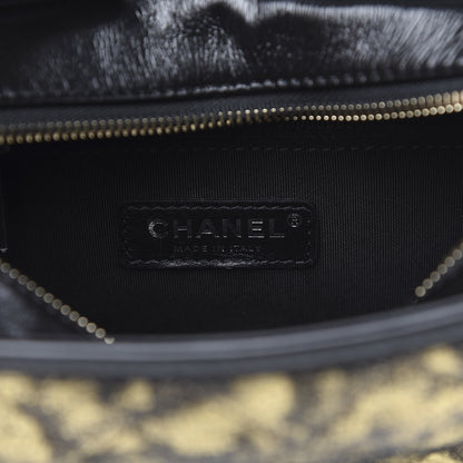 Chanel Metallic Crumpled Goatskin Quilted Small Gabrielle Hobo Black Gold 6 of 10