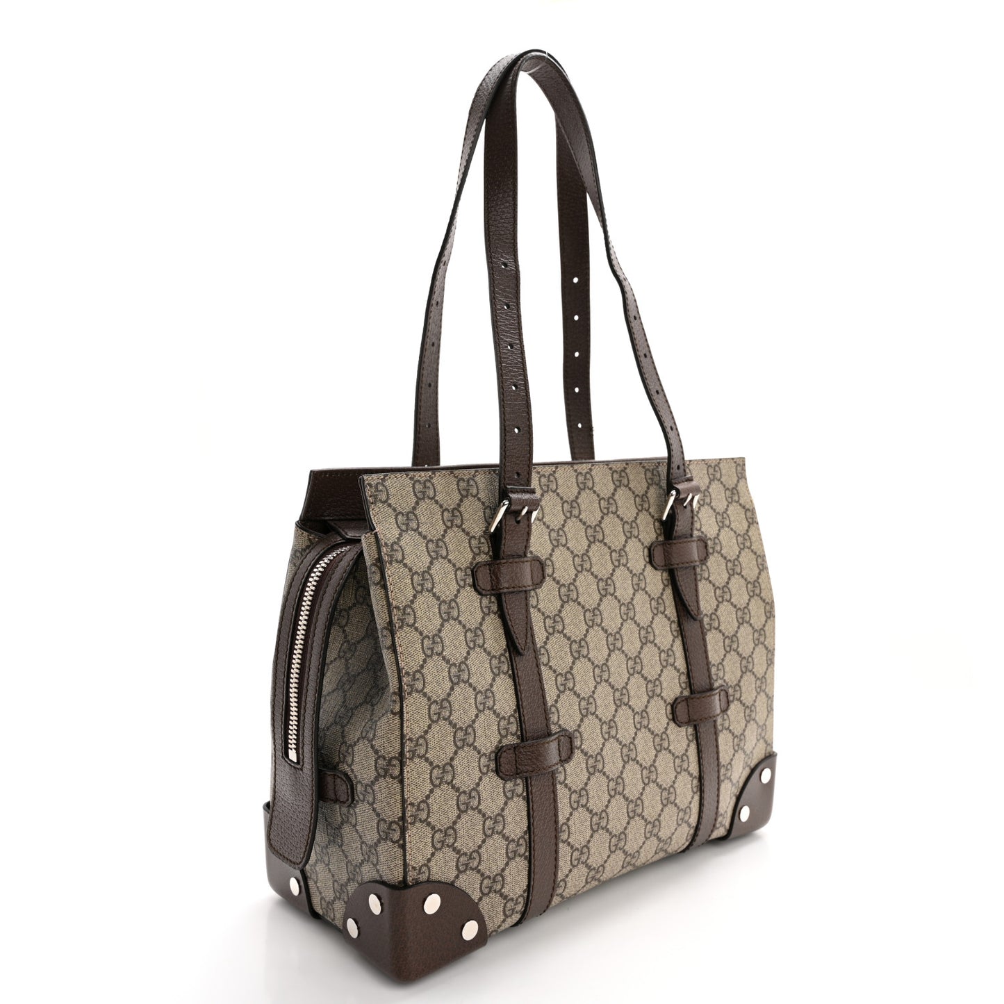 GG Supreme Monogram Textured Dollar Calfskin Small Detail Tote Beige Ebony New Acero