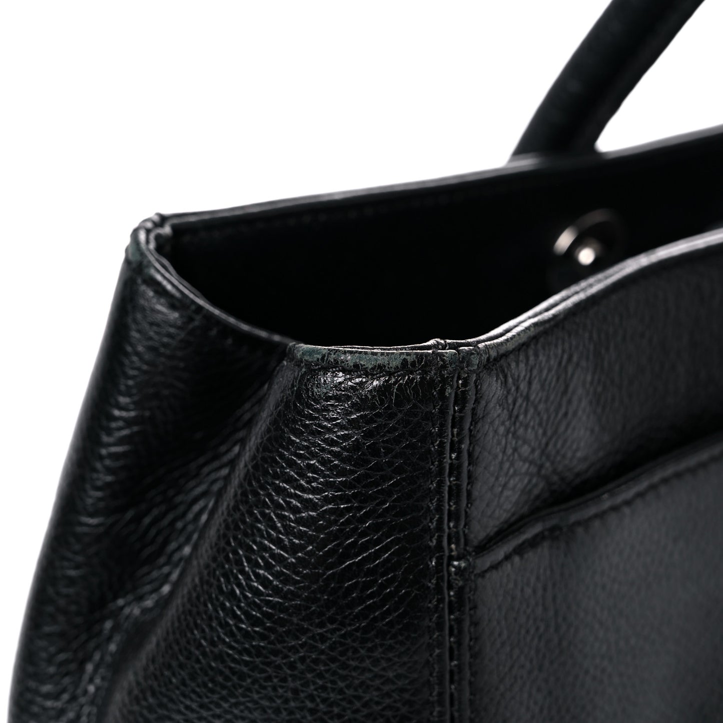 Calfskin Mademoiselle Lock Cerf Executive Shopper Tote Black