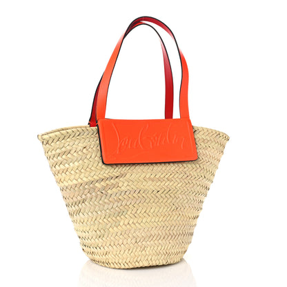 Christian Louboutin Woven Straw Loubishore Tote Sunrise 3 of 8
