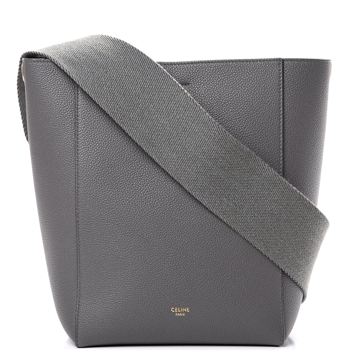 Soft Grained Calfskin Small Sangle Bucket Bag Grey