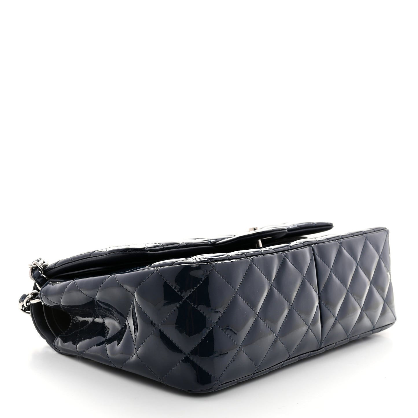 Patent Quilted Jumbo Double Flap Navy