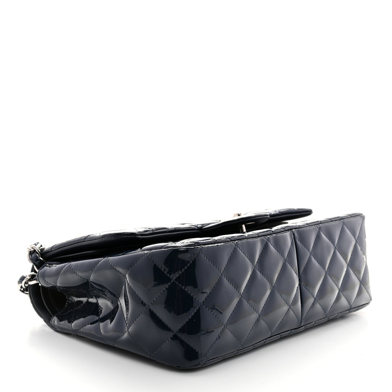 Chanel Patent Quilted Jumbo Double Flap Navy 4 of 11