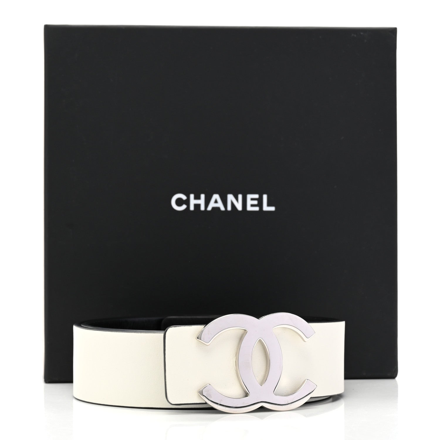 Chanel Patent Calfskin CC Reversible Belt 85 34 Black White 8 of 8
