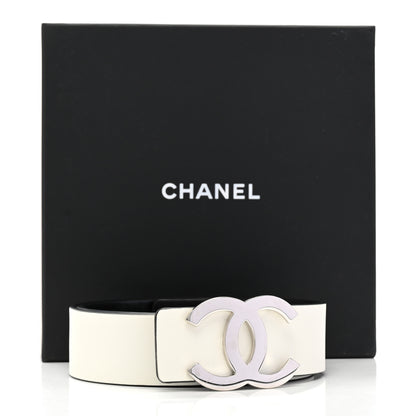 Chanel Patent Calfskin CC Reversible Belt 85 34 Black White 8 of 8