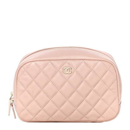 Chanel Caviar Quilted Medium Curvy Pouch Cosmetic Case Light Pink 1 of 10