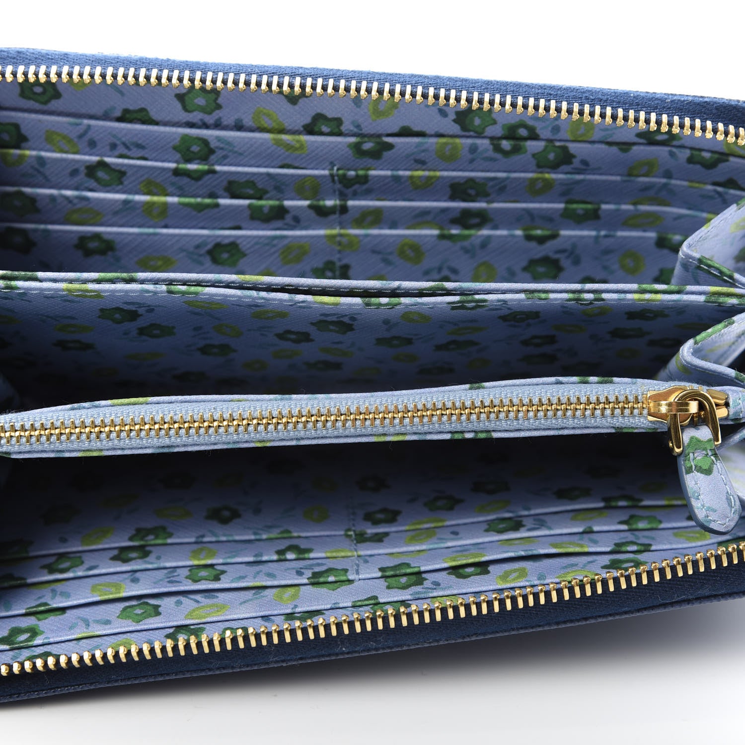 Prada Saffiano Metal Zip Around Wallet Cobalto 5 of 9