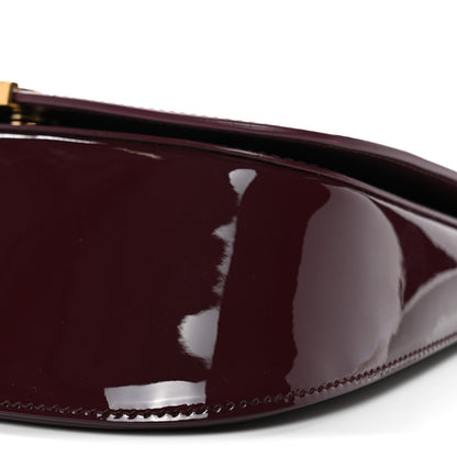 Saint Laurent Patent Calfskin Mini Voltaire Top Handle Bag Dark Wine 10 of 12