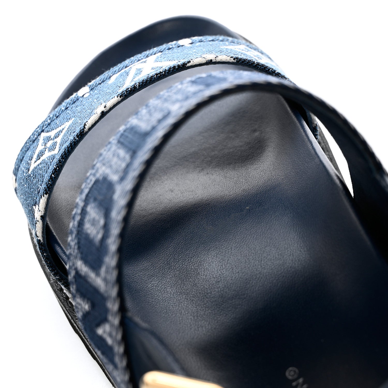 Louis Vuitton Monogram Denim Paseo Flat Comfort Sandals 37.5 Navy Blue 9 of 12