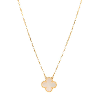 Van Cleef & Arpels 18K Yellow Gold Mother of Pearl Vintage Alhambra Pendant Necklace 1 of 4