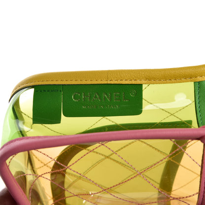 Chanel PVC Lambskin Stitched Medium Coco Splash Flap Yellow Green Pink 7 of 8