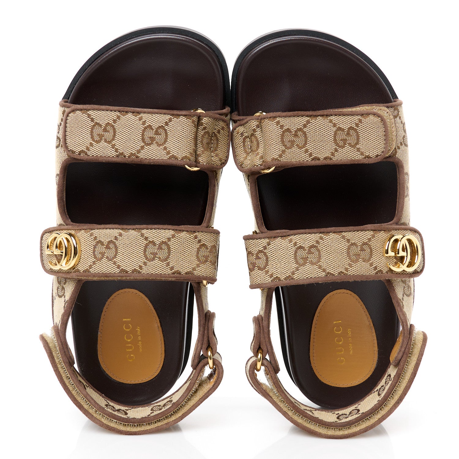 Gucci Monogram Kid Scamosciato Double G Womens Dad Sandals 36.5 Beige Ebony New Acero 2 of 10
