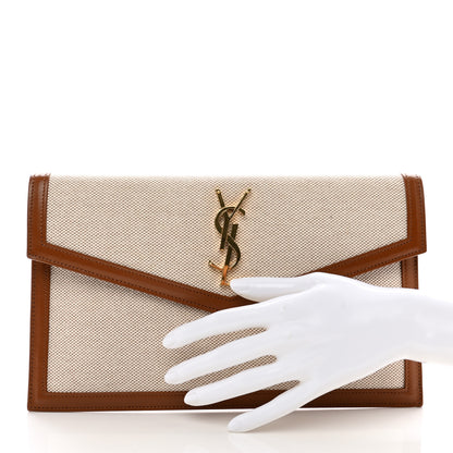 Saint Laurent Canvas Uptown Pouch Natural Beige Brick 2 of 6