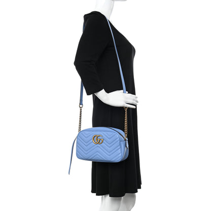 Gucci Calfskin Matelasse Small GG Marmont Chain Shoulder Bag Clear Sky Blue 2 of 10