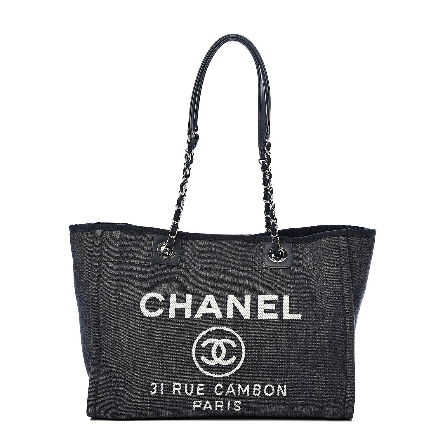 Chanel Denim Small Deauville Tote Dark Blue 1 of 11
