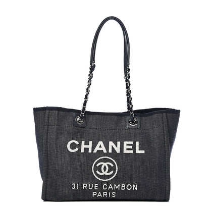 Chanel Denim Small Deauville Tote Dark Blue 1 of 11