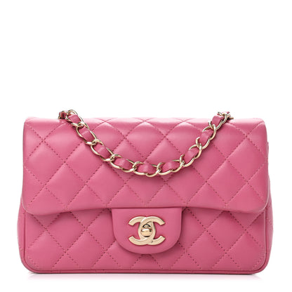 Chanel Lambskin Quilted Mini Rectangular Flap Dark Pink 1 of 4