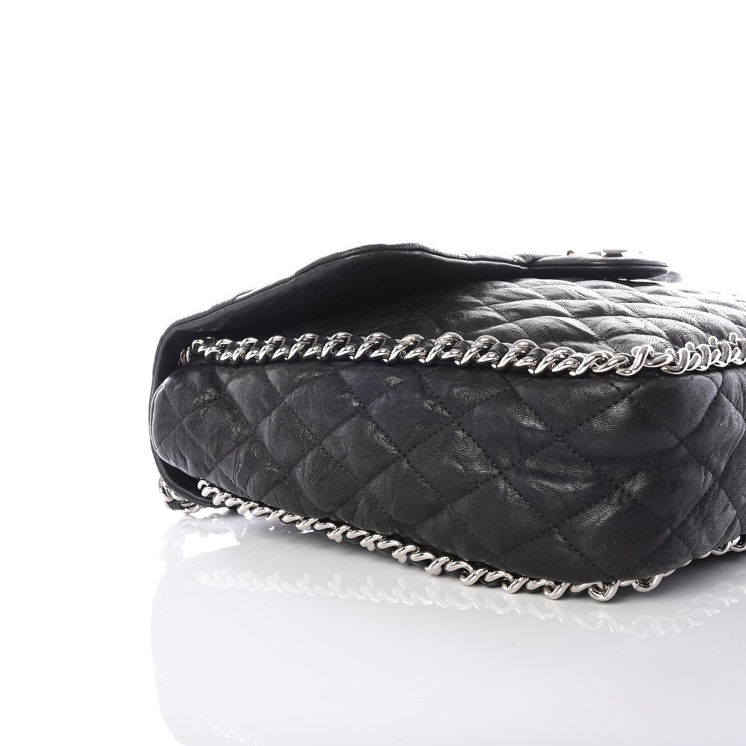 Chanel Washed Lambskin Quilted Maxi Chain Around Flap Black 7 of 9